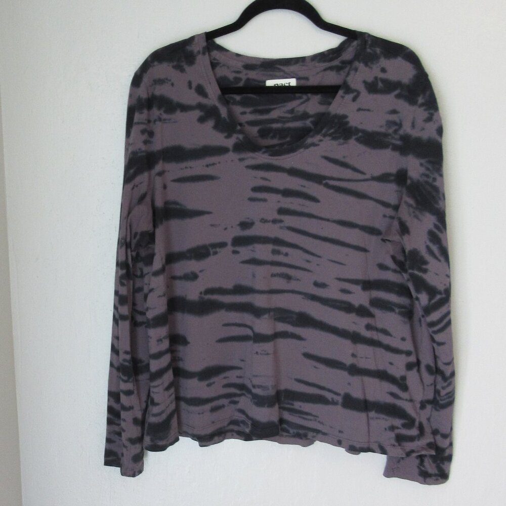 PACT Mauve & Black XXL Pullover Long Sleeve Scoop Neck Organic Cotton Top